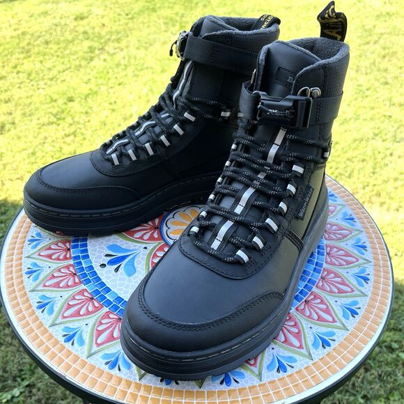 Dr Doc Martens Combs Tech WX Sz Women's 9 / M8 Leather Utility Black Boots NEW - Picture 1 of 10